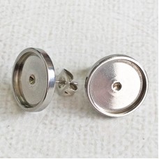 12mm ID 316 High Quality Surgical Stainless Steel Earpost Settings w-Clutches
