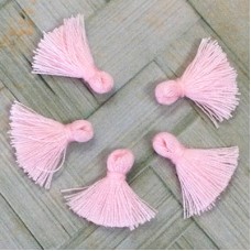 15mm Tiny Cotton Tassels - Baby Pink - Pack of 15
