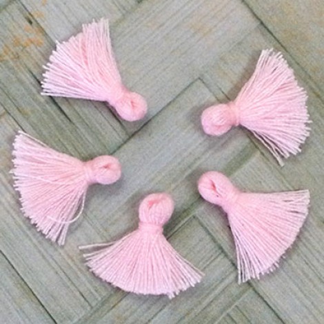 15mm Tiny Cotton Tassels - Baby Pink - Pack of 15
