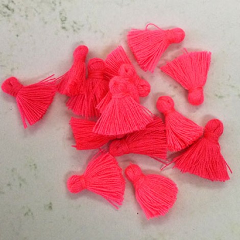 15mm Tiny Cotton Tassels - Hot Pink
