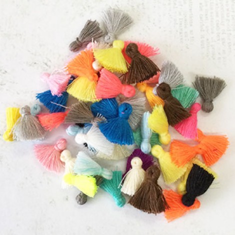 15mm Tiny Cotton Tassels - Mixed Pack of 50