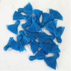 15mm Tiny Cotton Tassels - Turquoise - Pack of 10