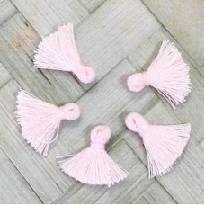 15mm Tiny Cotton Tassels - White - Pack of 15