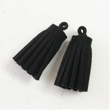 37x10mm Ultrasuede Tiny Tassels with Loop - Black