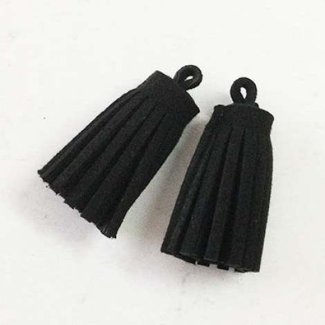 37x10mm Ultrasuede Tiny Tassels with Loop - Black - Per Pair 37x10mm Ultrasuede Tiny Tassels with Loop - Black - Per Pair