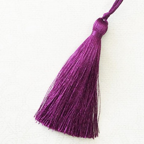 77mm Turkish Silk Thread Long Tassels - Plum Purple