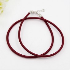 17-18in 3mm Dark Red Faux Silk Necklace with clasp & Ext Chain