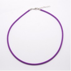 17-18in 3mm Purple Faux Silk Necklace with clasp & Ext Chain