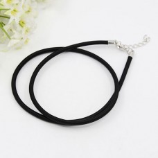 17-18in 3mm Black Faux Silk Necklace with clasp & Ext Chain