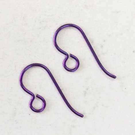 20mm Niobium Hypoallergenic 19ga Anodized Earwires - Purple - Per Pair