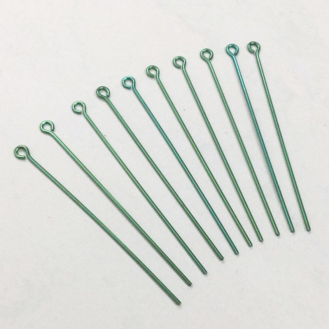 Niobium Anodized Eyepins 45mm (1.75") - Pack of 10 - Green Niobium Anodized Eyepins 45mm (1.75") - Pack of 10 - Green