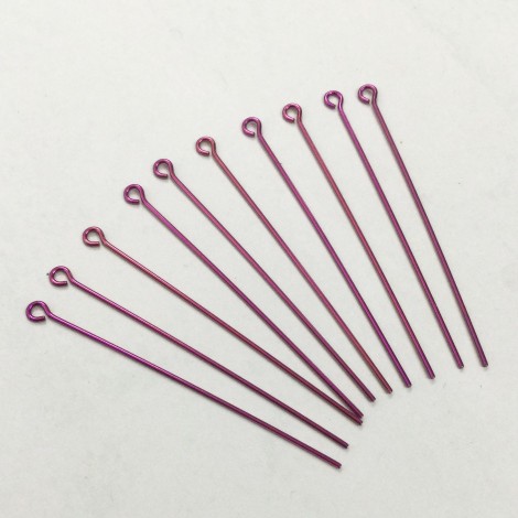 Niobium Anodized Eyepins 45mm (1.75") - Pack of 10 - Pink