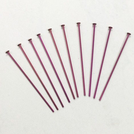 Niobium Anodized Headpins 38mm (1.5") - Pack of 10 - Pink