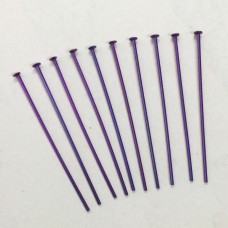 Niobium Anodized Headpins 38mm (1.5") - Pack of 10 - Purple
