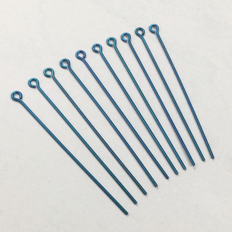 Niobium Anodized Eyepins 45mm (1.75") - Pack of 10 - Turquoise