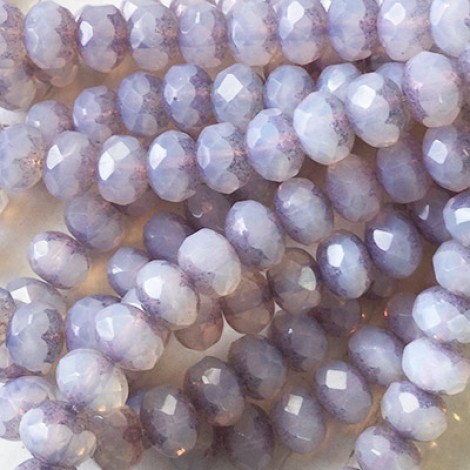 6x8mm Czech Faceted Rondelles - Pale Lilac with Purple Picasso Finish - Pack of 10