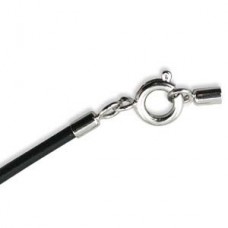 2mm x 18in (45.7cm) Black Tubular Rubber Cord Chokers w/Spring Ring - Pack of 2
