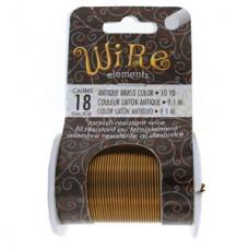 18ga Beadsmith Tarnish Resistant Plated Medium Temper Wire - Antique Brass - 10yd (9.1m)