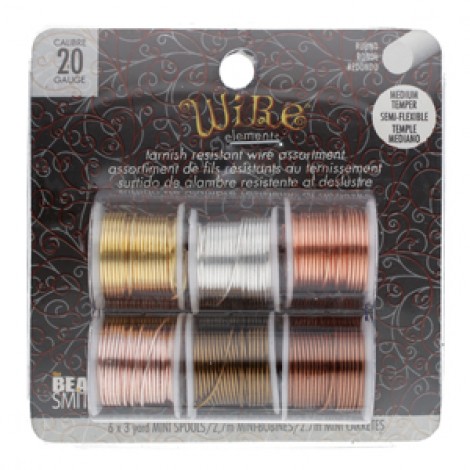20ga Beadsmith Tarnish Resistant Medium Temper Craft Wire - 6pk Assorted - 3yd each 20ga Beadsmith Tarnish Resistant Medium Temper Craft Wire - 6pk Assorted - 3yd each