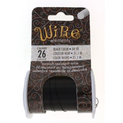 26ga Beadsmith Tarnish Resistant Medium Temper Craft Wire - Black - 34yd (31m) 26ga Beadsmith Tarnish Resistant Medium Temper Craft Wire - Black - 34yd (31m)