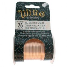26ga Beadsmith Lacquered Tarnish Resistant Craft Wire - Rose Gold