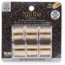 Beadsmith Tarnish Resistant Craft Wire - 6pk Assorted Gauge - Gold