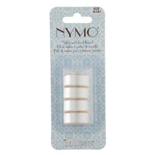 Nymo Nylon Beading Thread - White - 4pc - 1 each of size 00, 0, B, D