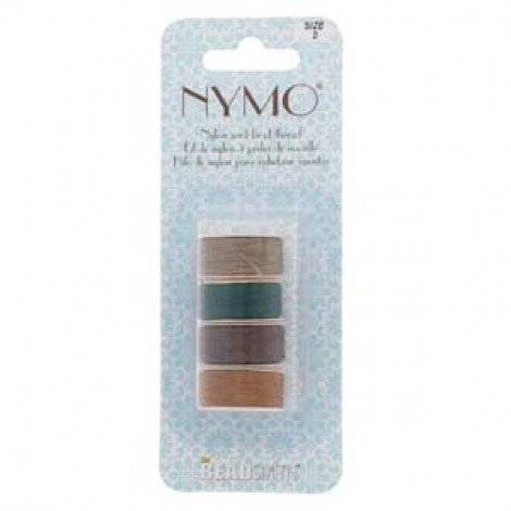Nymo Nylon Beading Thread Size D - Assortment - Gold, Brown, Evergreen, Ash