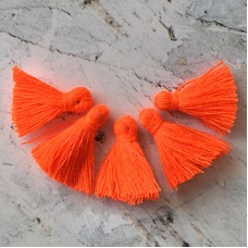 15mm Tiny Cotton Tassels - Neon Orange