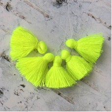 15mm Tiny Cotton Tassels - Neon Yellow