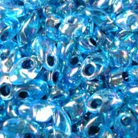 Miyuki Long Magatama Drops - Noir Lined Aqua AB - 12.5gm