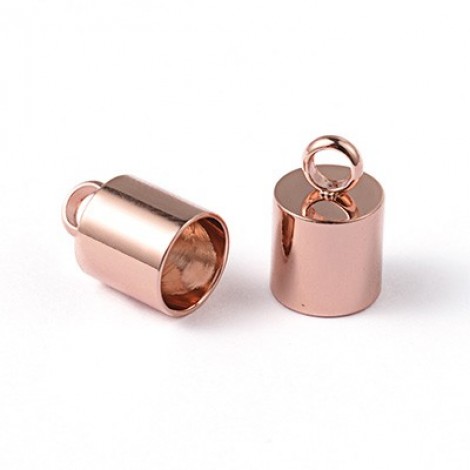 4mm ID Rose Gold 304 Stainless Steel Cord Ends w-Loops - Per Pair