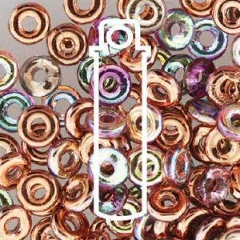 3.8x1mm Czech O Beads - Crystal Copper Rainbow