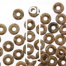 3.8x1mm Czech O Beads - Chalk White Lilac Gold - 8.1gm