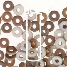 3.8x1mm Czech O Beads - Chalk White Celsian Matte - 8.1gm