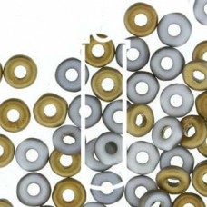 3.8x1mm Czech O Beads - Chalk White Amber Matte - 8.1gm