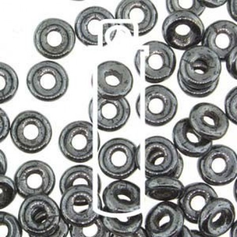 3.8x1mm Czech O Beads - Hematite - 8.1gm 3.8x1mm Czech O Beads - Hematite - 8.1gm