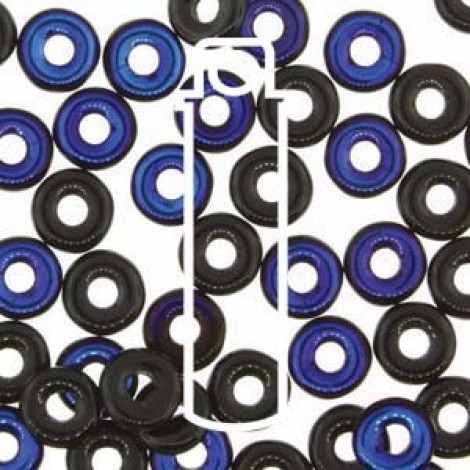 3.8x1mm Czech O Beads - Jet Azuro - 8.1gm 3.8x1mm Czech O Beads - Jet Azuro - 8.1gm