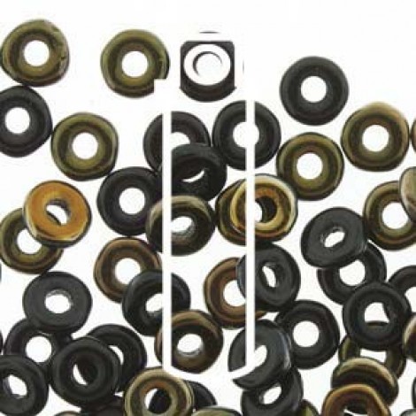 3.8x1mm Czech O Beads - Jet Valentinite - 8.1gm 3.8x1mm Czech O Beads - Jet Valentinite - 8.1gm