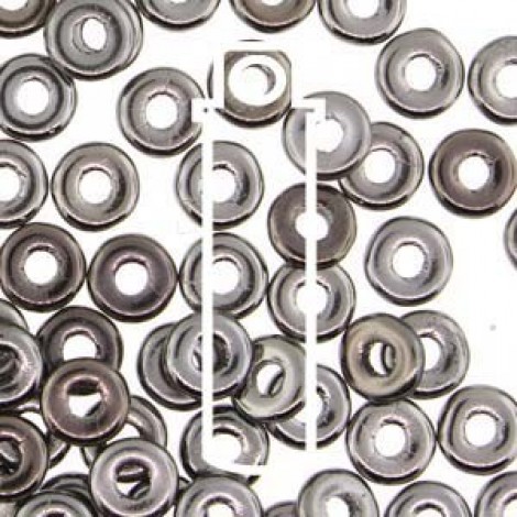 3.8x1mm Czech O Beads - Jet Chrome Full - 8.1gm 3.8x1mm Czech O Beads - Jet Chrome Full - 8.1gm