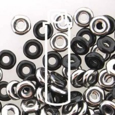 3.8x1mm Czech O Beads - Jet Chrome - 8.1gm