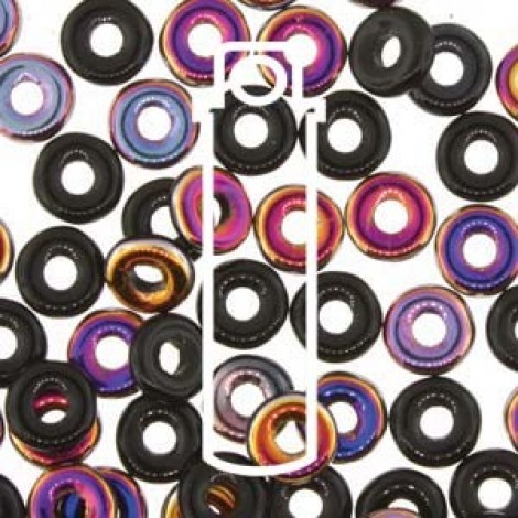 3.8x1mm Czech O Beads - Jet Sliperit - 8.1gm 3.8x1mm Czech O Beads - Jet Sliperit - 8.1gm