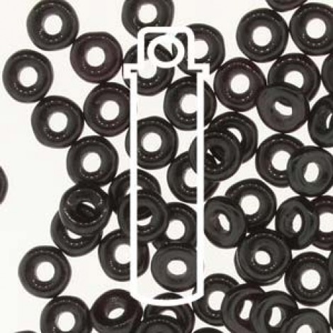 3.8x1mm Czech O Beads - Jet - 8.1gm 3.8x1mm Czech O Beads - Jet - 8.1gm