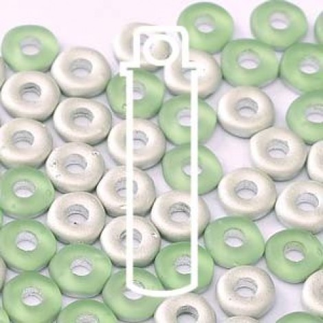 3.8x1mm Czech O Beads - Peridot Labrador Matte - 8.1gm 3.8x1mm Czech O Beads - Peridot Labrador Matte - 8.1gm