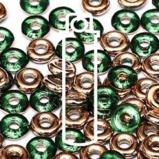 3.8x1mm Czech O Beads - Emerald Capri Gold