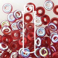 3.8x1mm Czech O Beads - Red AB - 8.1gm