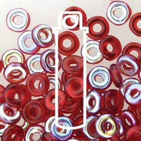 3.8x1mm Czech O Beads - Red AB - 8.1gm 3.8x1mm Czech O Beads - Red AB - 8.1gm
