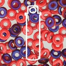 3.8x1mm Czech O Beads - Opaque Red Azuro - 8.1gm