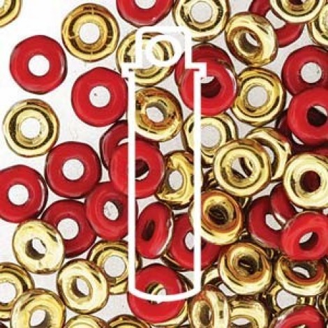 3.8x1mm Czech O Beads - Opaque Red Amber - 8.1gm