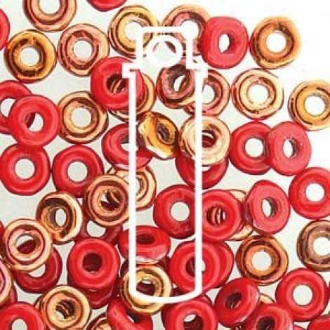 3.8x1mm Czech O Beads - Opaque Red Sunset - 8.1gm 3.8x1mm Czech O Beads - Opaque Red Sunset - 8.1gm